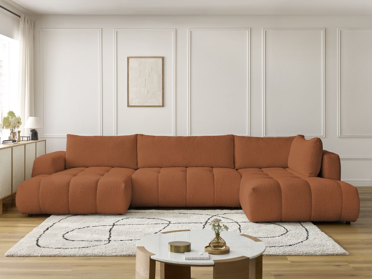 Bobochic Fuji Wohnlandschaft Bouclé-Stoff Orange Ecke links