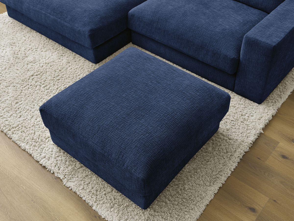 Bobochic Leonard Ecksofa mit Pouf 274 × 159 cm Strukturstoff Dunkelblau Ecke links