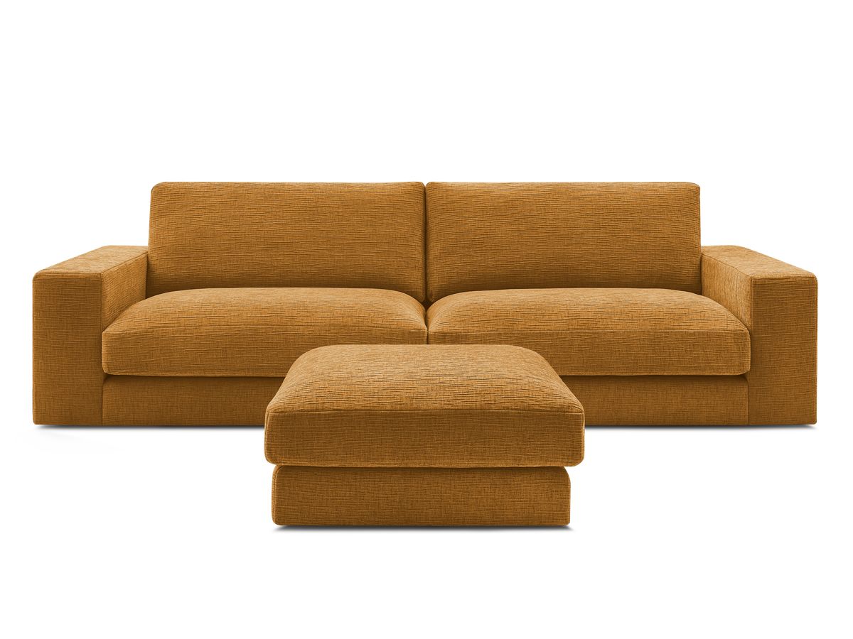 Bobochic Leonard Sofa 4-Sitzer mit Pouf 274 × 109 cm Strukturstoff Gelb