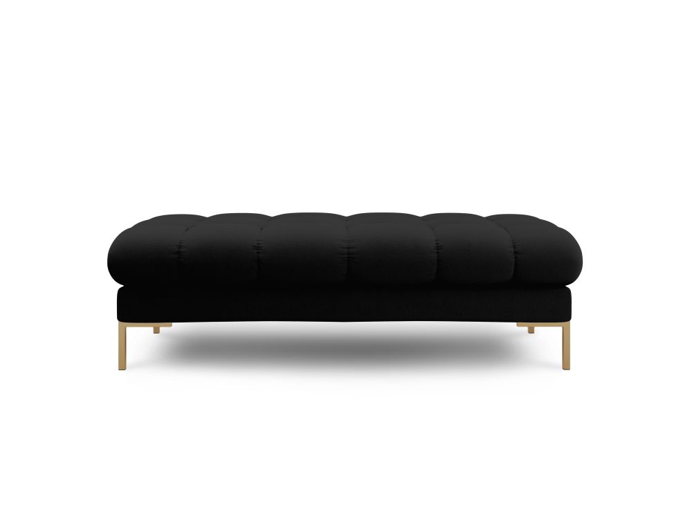 Cosmopolitan Design Polsterbank Bali 2-Sitzer Strukturierter Stoff Neve Schwarz Beine Gold