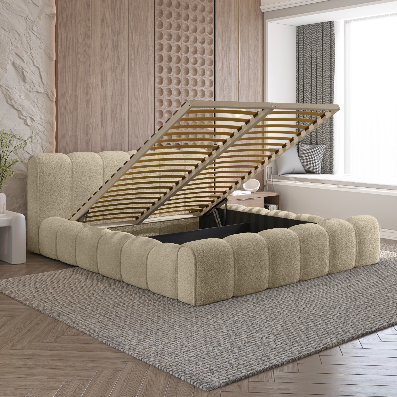 Polsterbett Belio Boucle 160x200 mit Holzrahmen Quelle 06