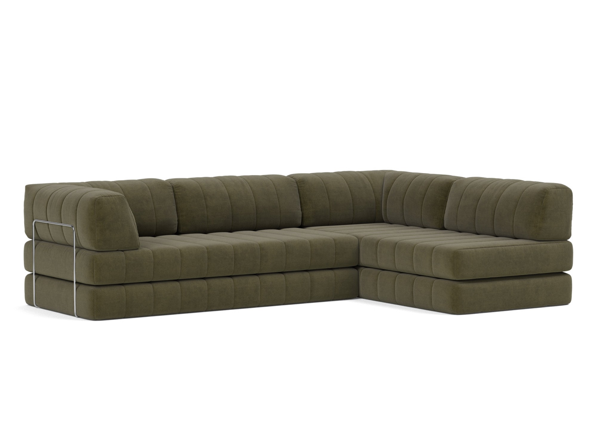 Eck-Schlafsofa CozyPad L-Form mit Armlehne Kord Cordufine 316-Pine-Green