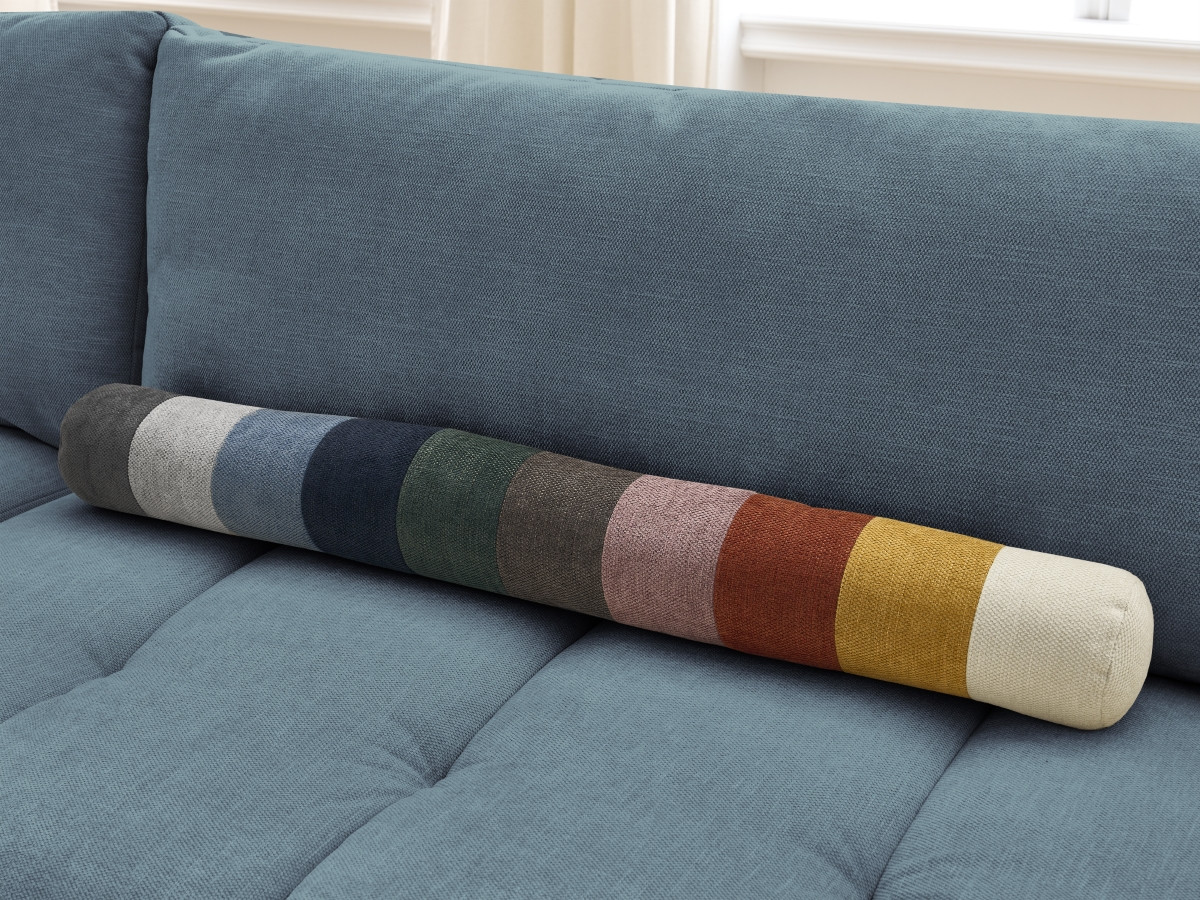 Bobochic Fuji Schlafsofa 3-Sitzer mit Bettkasten und Pouf Stoff Hellblau