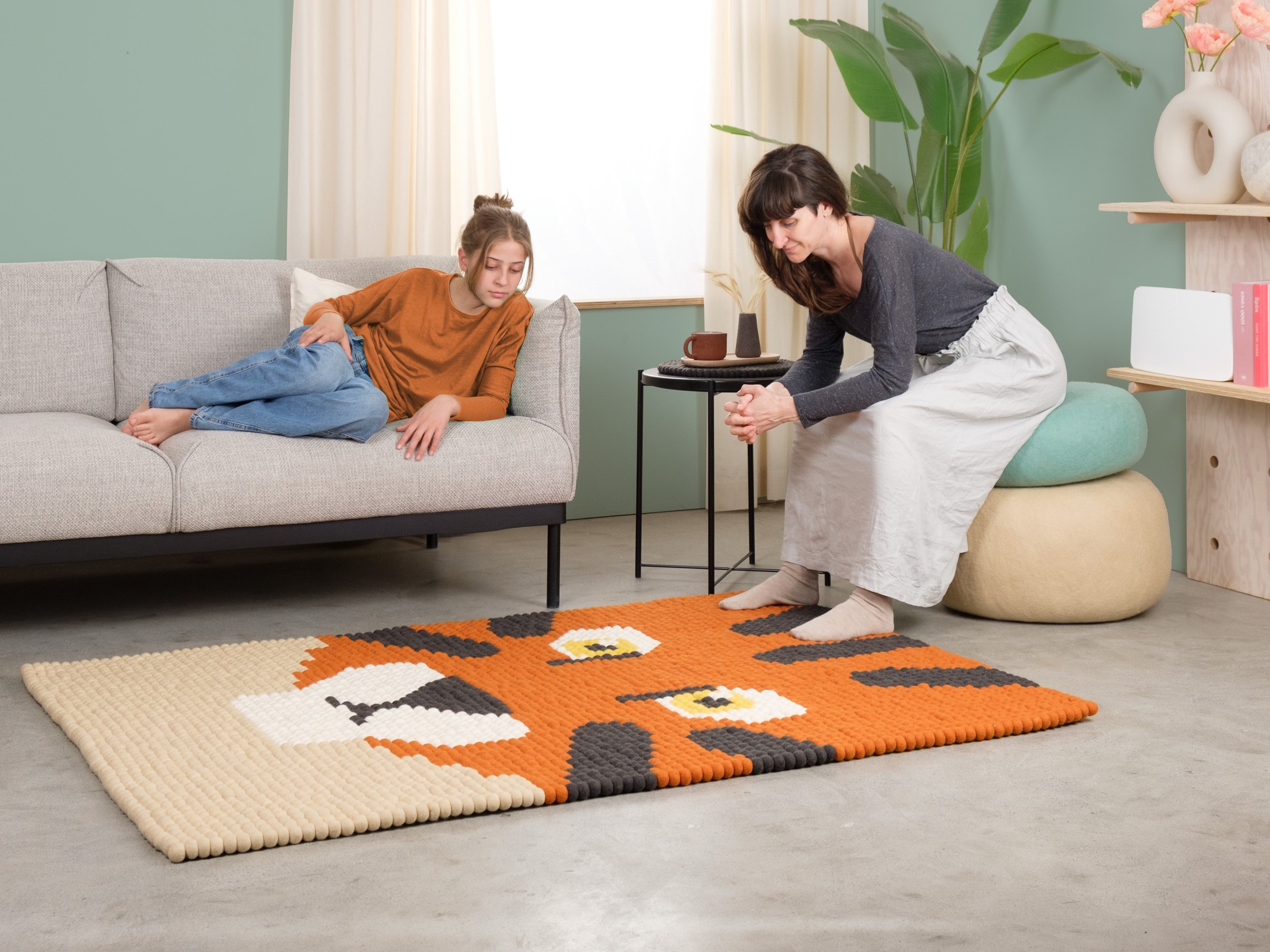 myfelt Shira Filzkugelteppich Orange