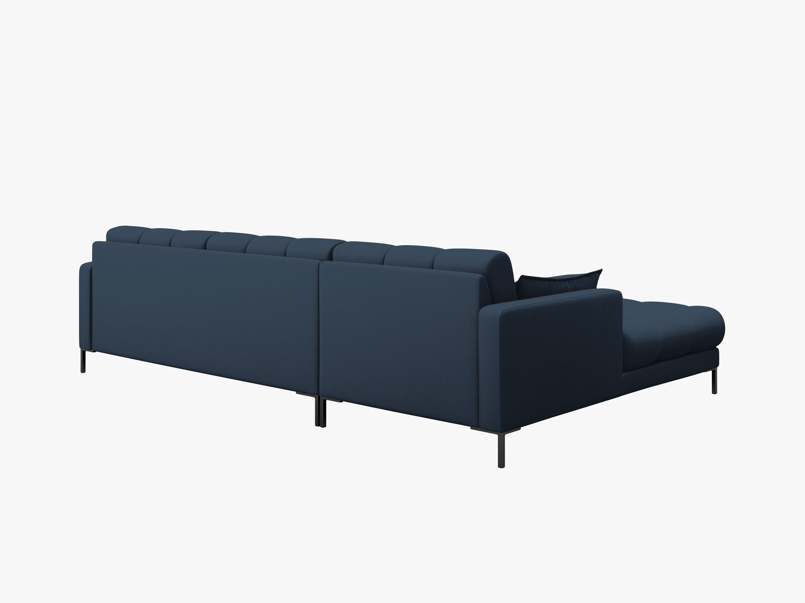 Micadoni Ecksofa Mamaia 5-Sitzer Links Strukturierter Stoff Neve Blau schwarze Beine