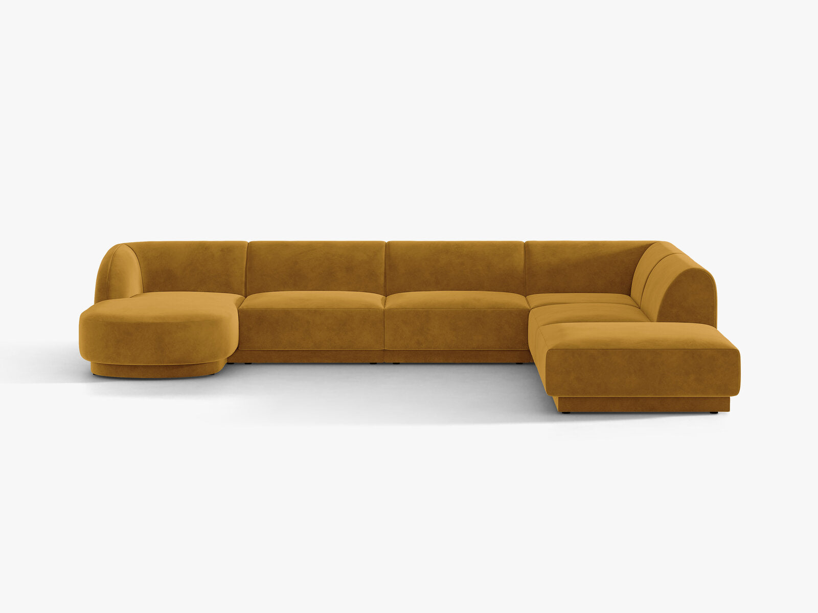 Micadoni Panorama-Ecksofa Miley 6-Sitzer Rechts Samt Bluvel Gelb