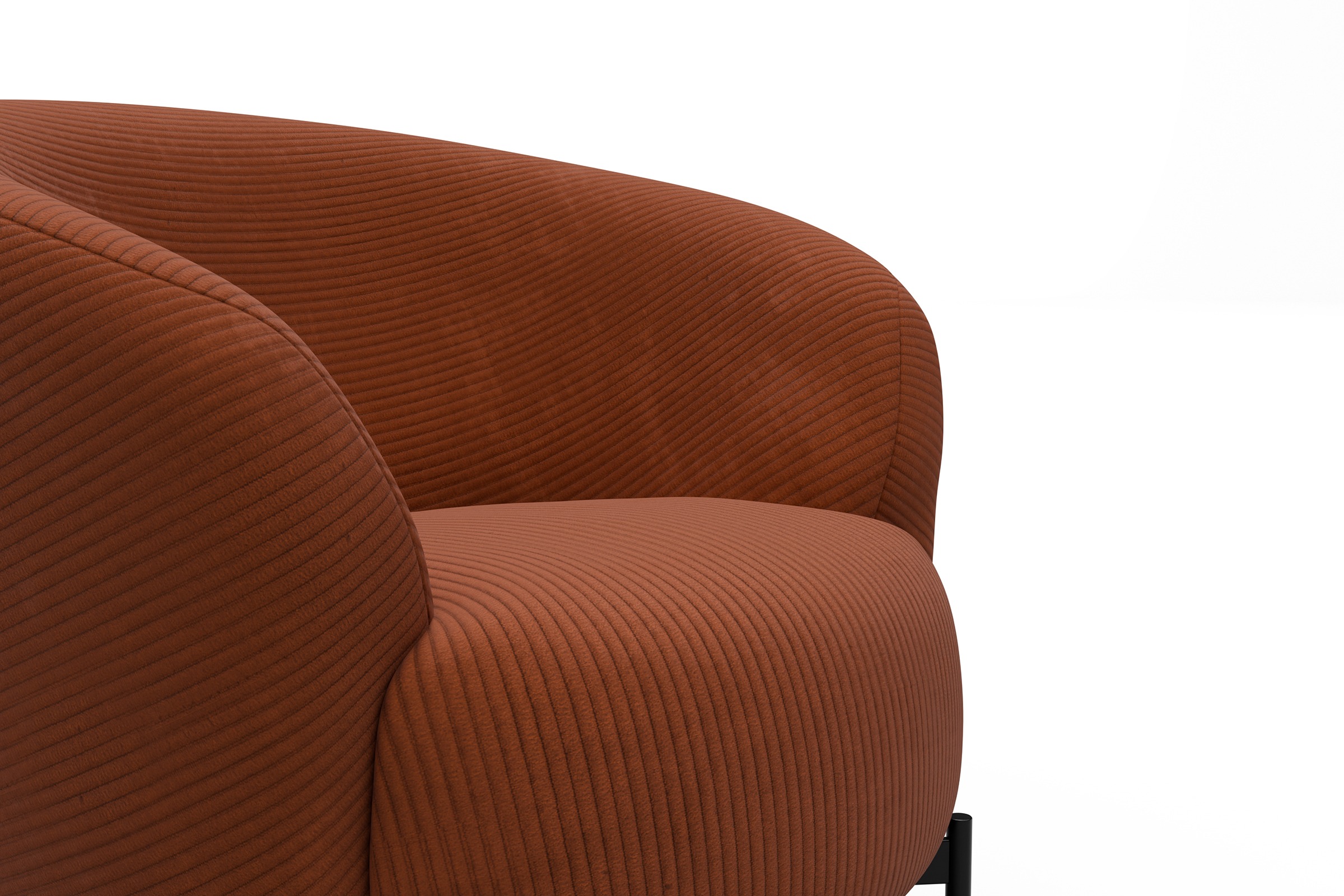 Sessel Ronda X-Metallgestell Schwarz Corduroy-Burnt-Orange