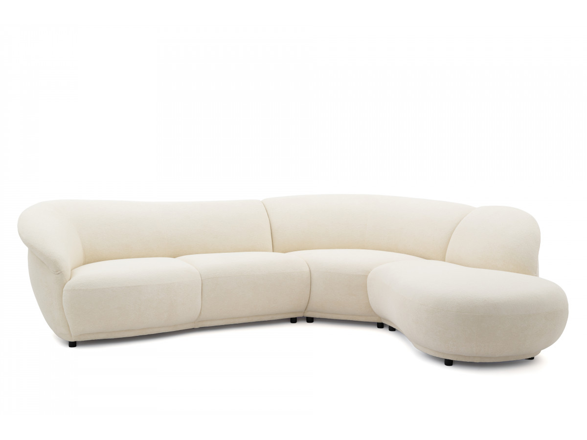 Bobochic Nora Ecksofa Chenille Weiß Ecke rechts