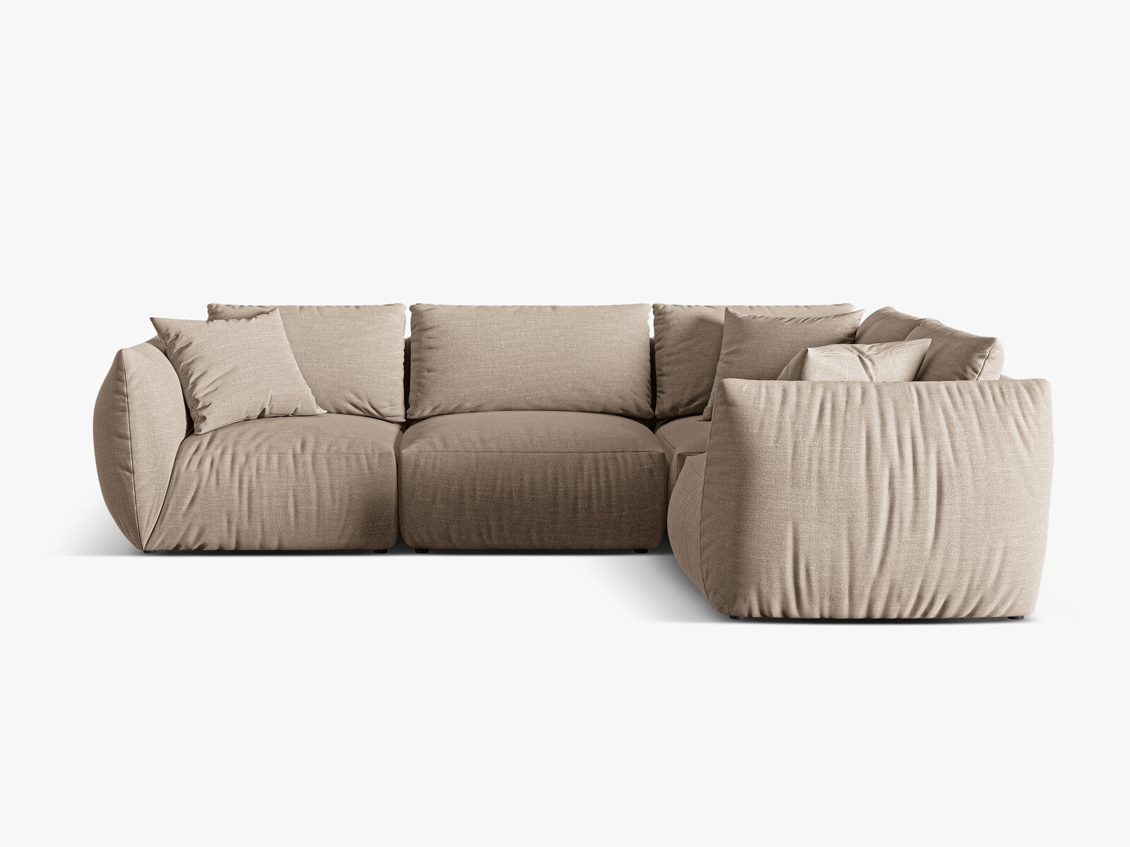 Micadoni Ecksofa Chris 4-Sitzer Rechts Strukturierter Stoff Sand