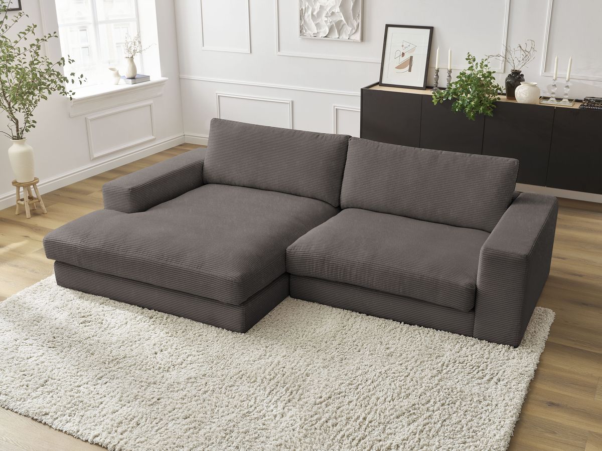Bobochic Leonard Ecksofa 234 × 159 cm Cordsamt Braun Ecke links