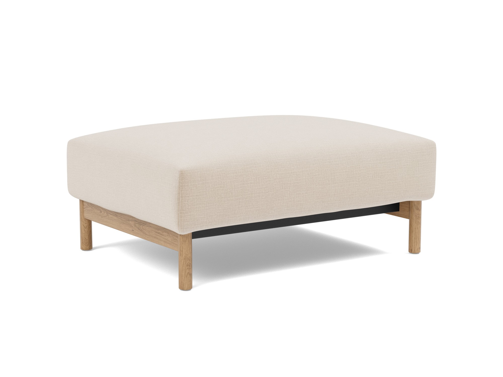 Hocker Malloy Chenille Esina 410-Almond-Beige Beine Eiche