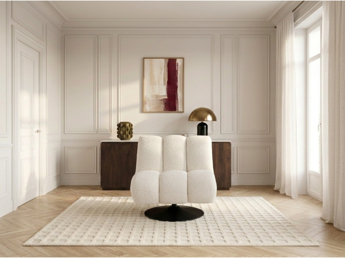 Bobochic Janissaire Sessel 79 × 89 cm Bouclé-Stoff Weiß