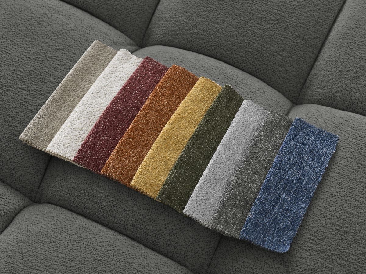 Bobochic Everest Ecksofa, 4 Kissen Melange-Stoff Dunkelgrau Ecke rechts