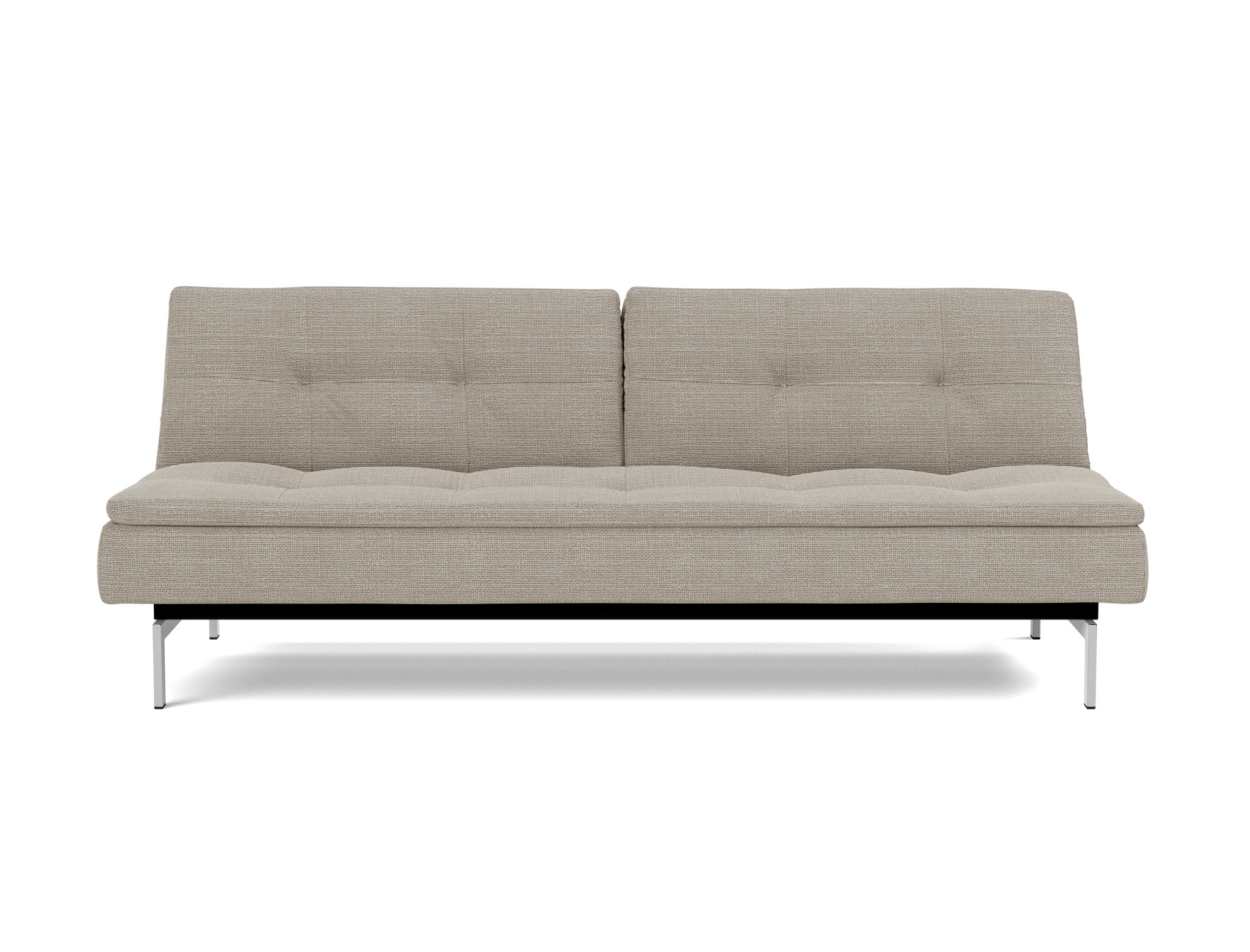 Schlafsofa Dublexo Strukturierter Stoff Kenya 579-Gravel Beine Chrom