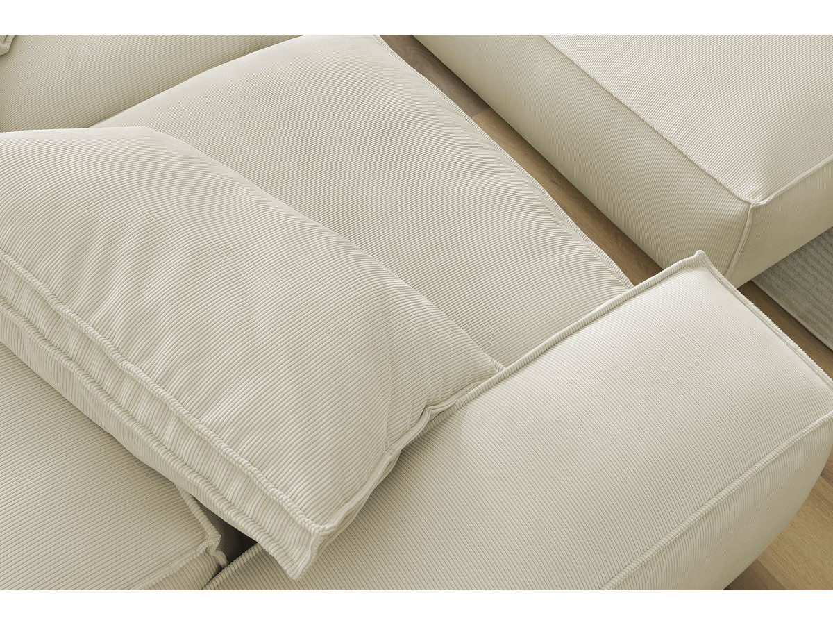 Bobochic Boheme Sofa 4-Sitzer mit Pouf Cordsamt Beige