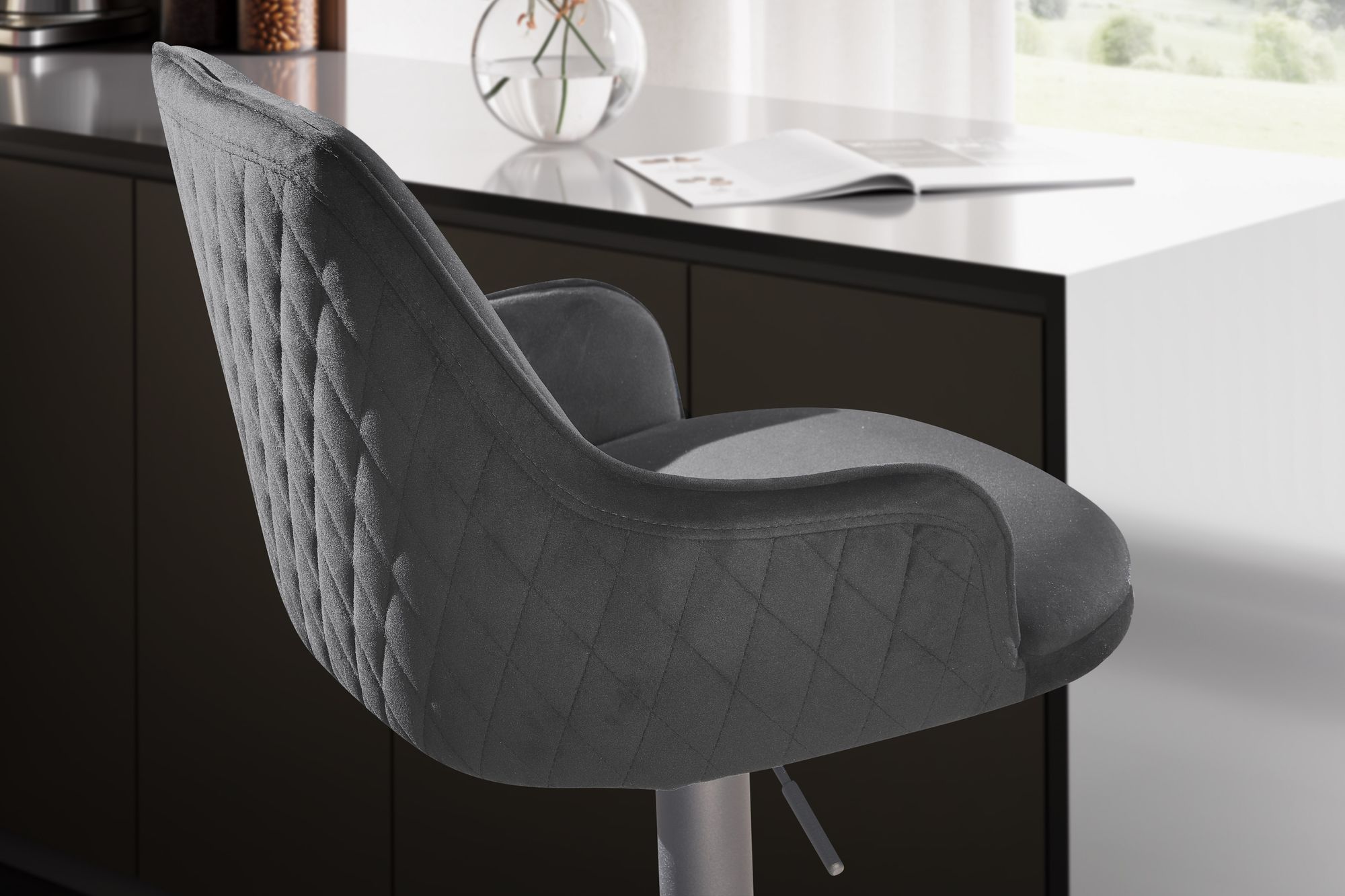 Barhocker Haerland Samt Schwarz 45 × 45 × 106 cm