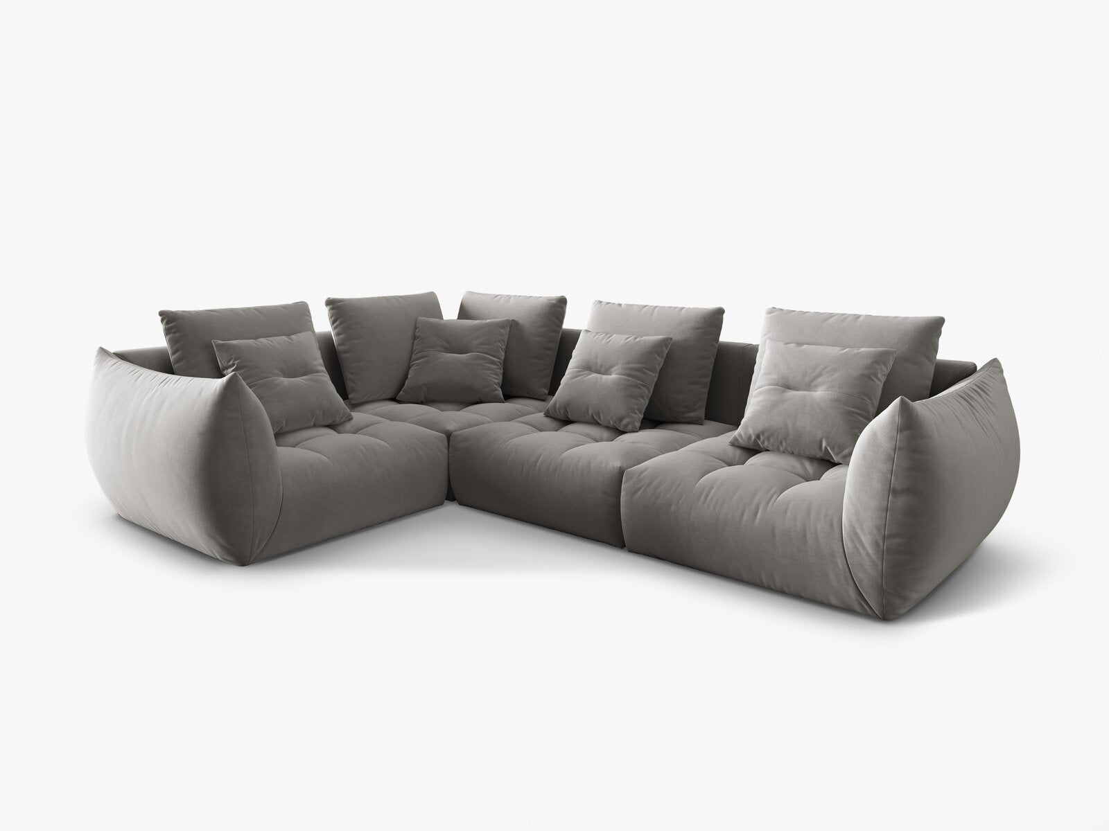 Micadoni Ecksofa Bloom 4-Sitzer Links Samt Grau