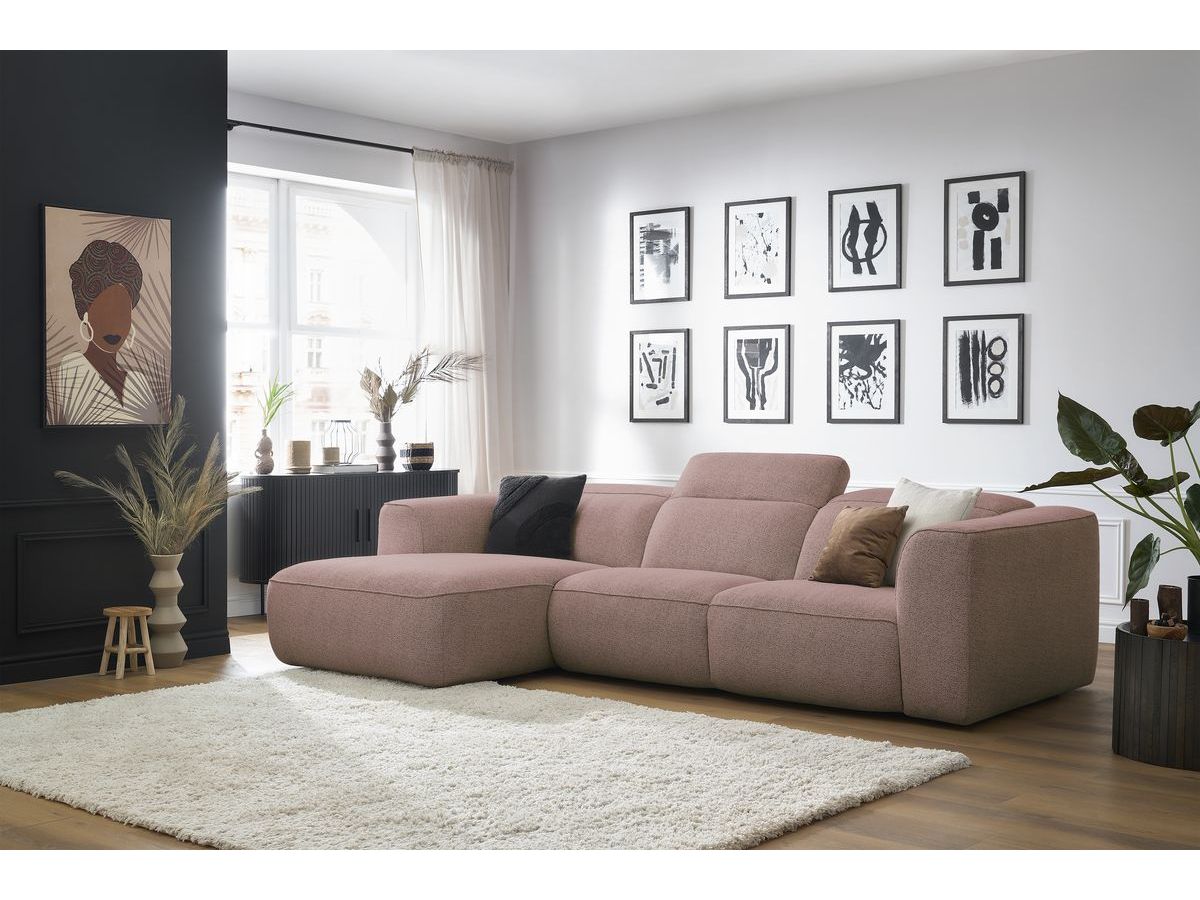 Bobochic William Ecksofa Melange-Stoff Rosa Ecke links