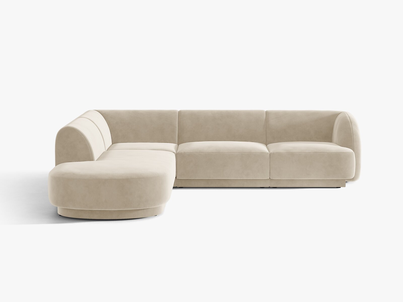 Micadoni Ecksofa Miley 6-Sitzer Links Samt Bluvel Dunkelbeige