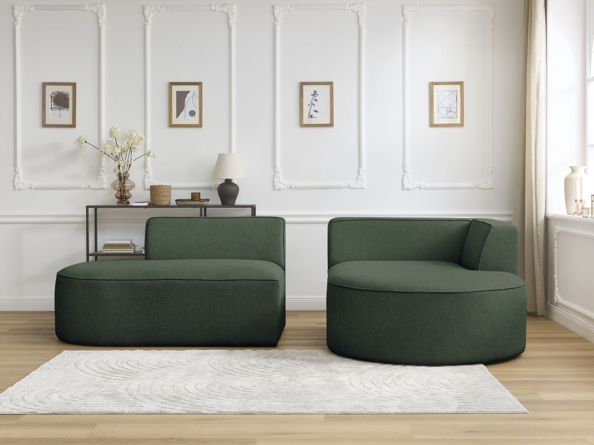 Bobochic Rousseau Ecksofa Melange-Stoff Grün Ecke rechts