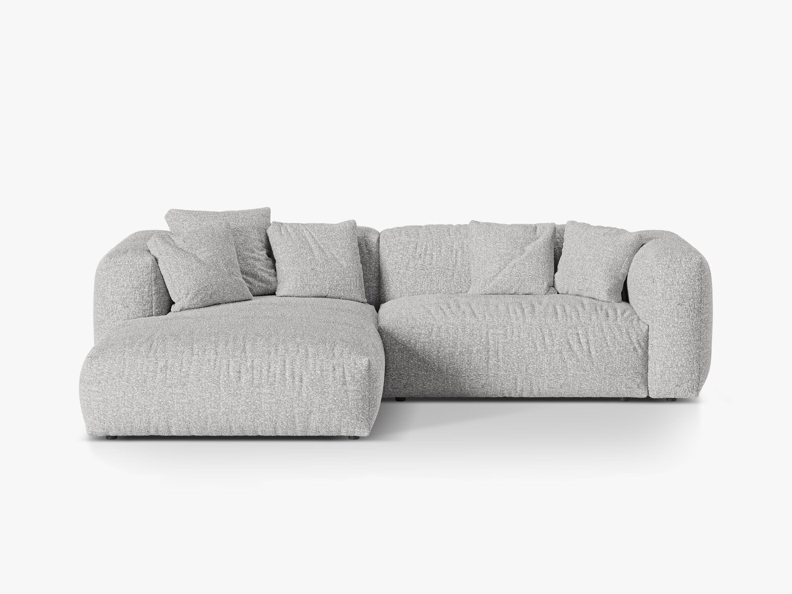Micadoni Ecksofa Martina 2-Sitzer Links Boucle Monet Silber