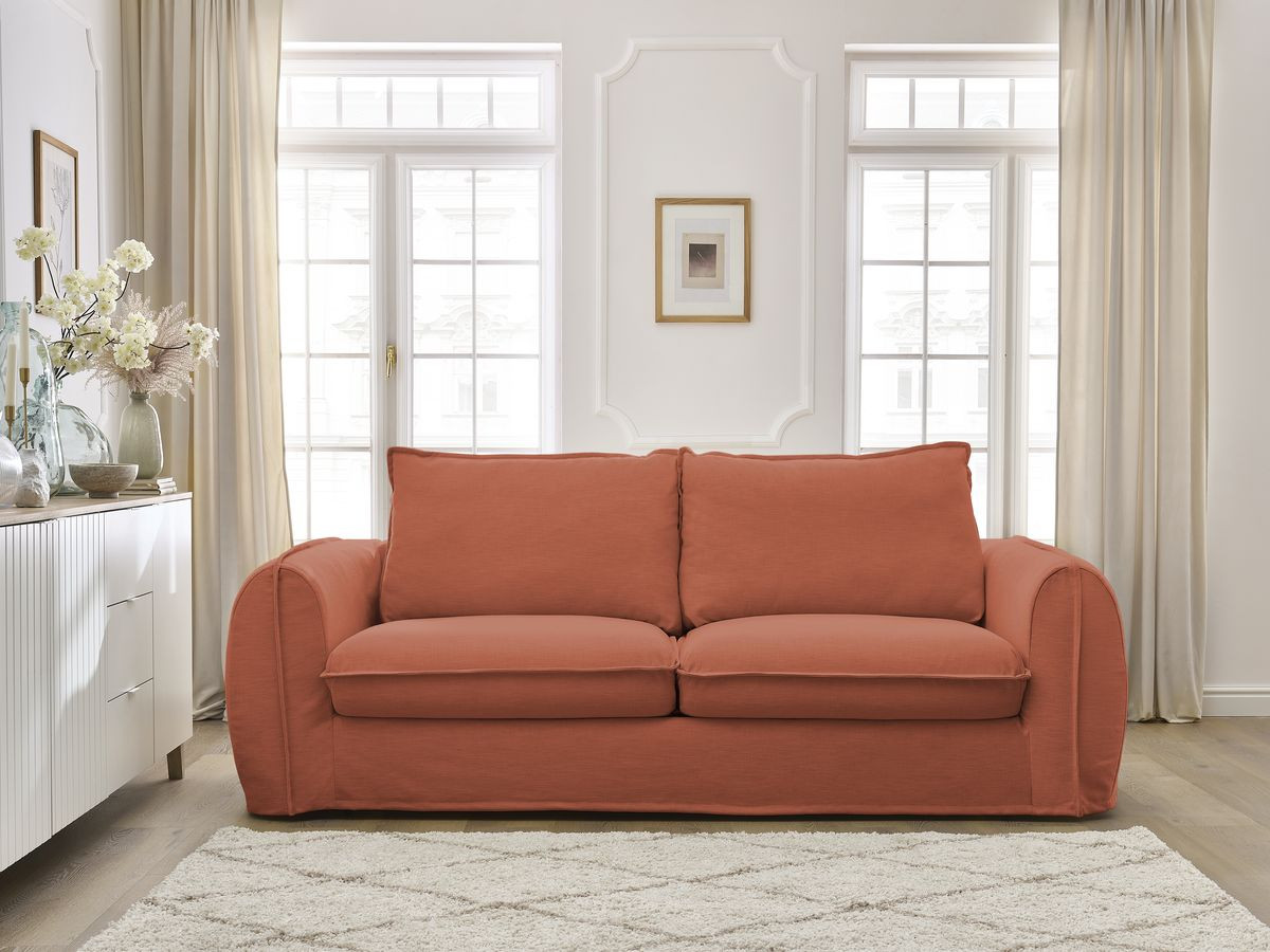 Bobochic Archimede Schlafsofa 3-Sitzer Stoff Orange, Liegefläche 160 × 194 cm