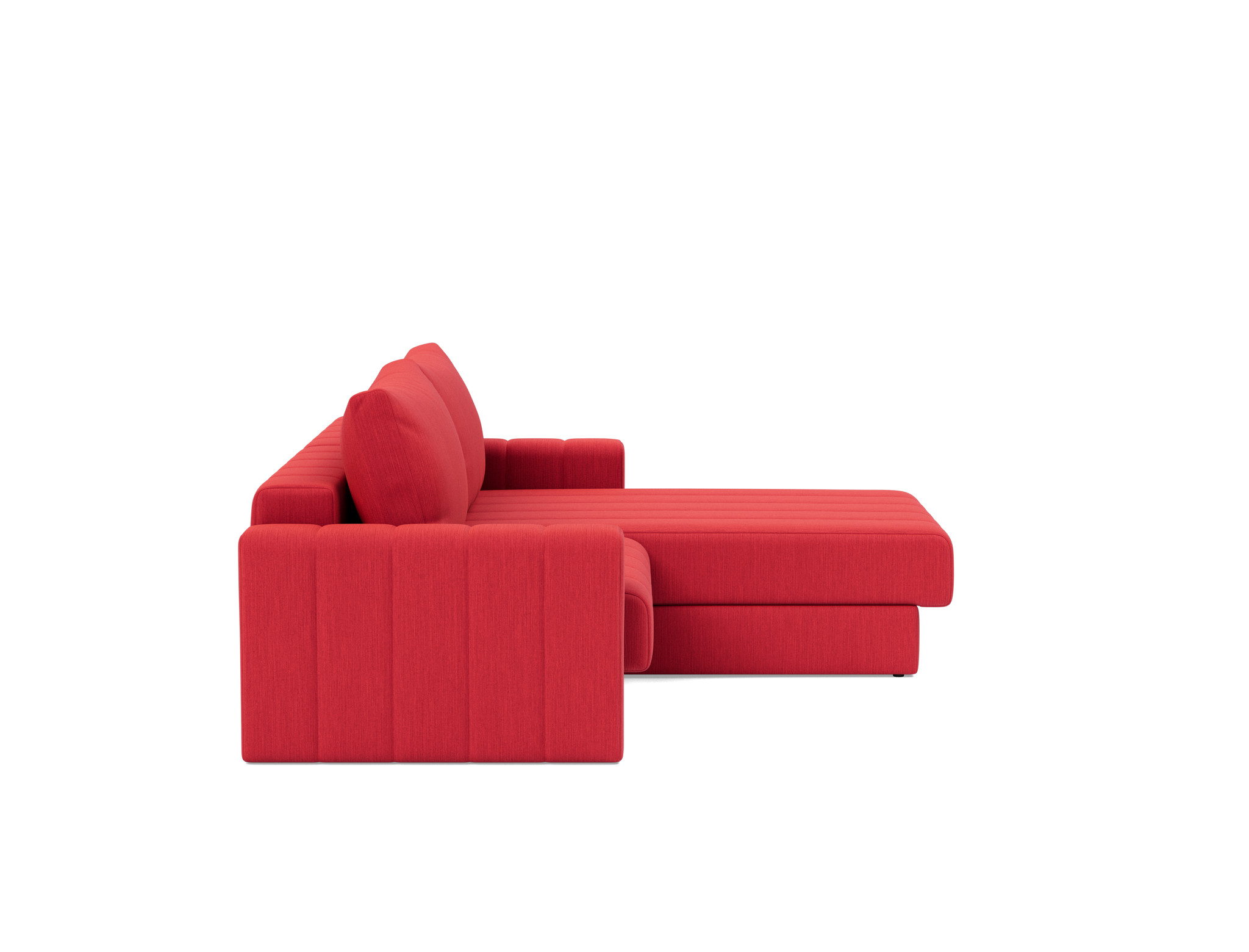Schlafsofa Akello mit Chaiselongue und Armlehnen Flachgewebe Elegance 511-Red