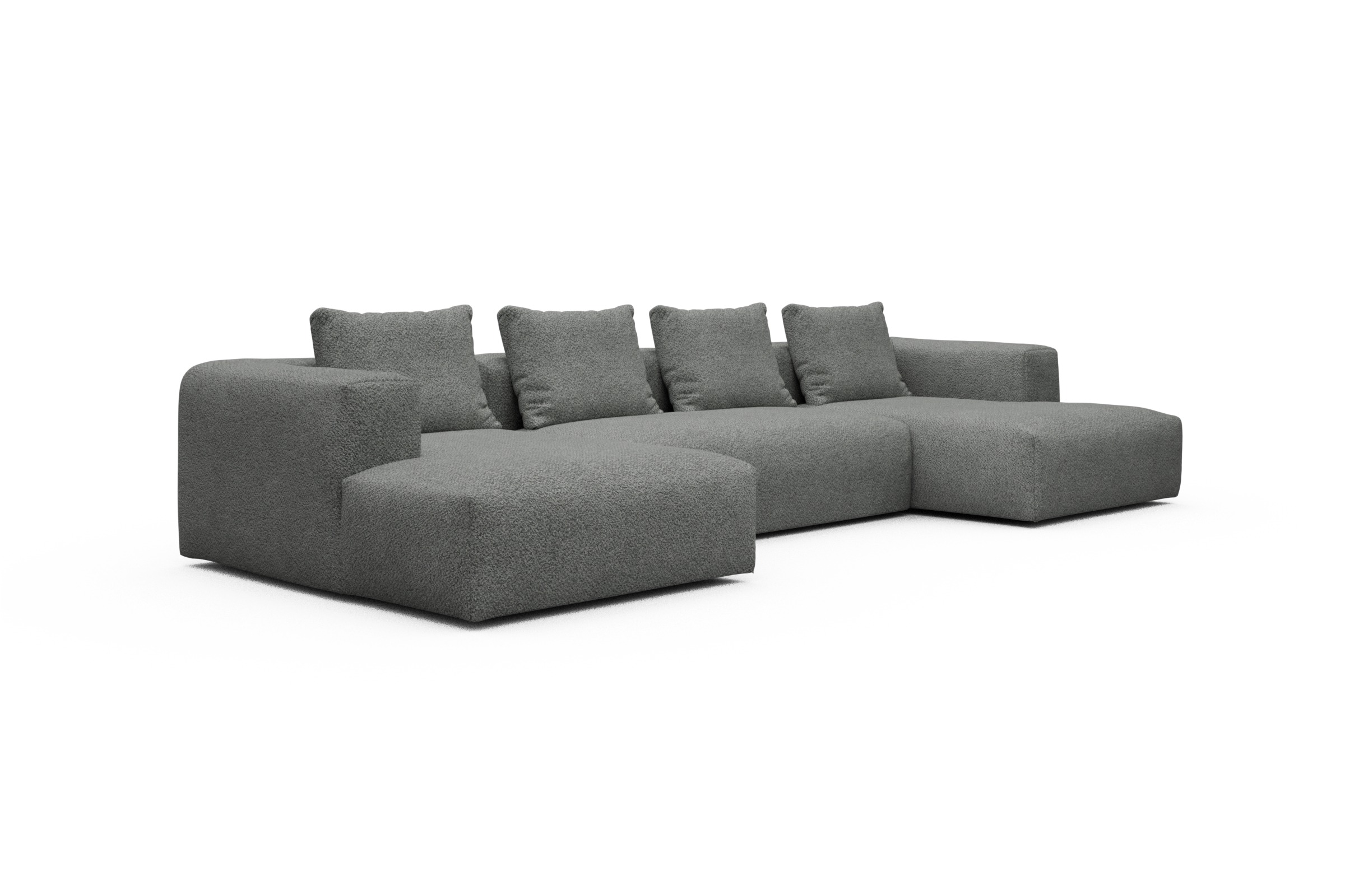 Wohnlandschaft Fred mit 2-Sitzer und Chaiselongue beidseitig Vanora-Warm-Grey
