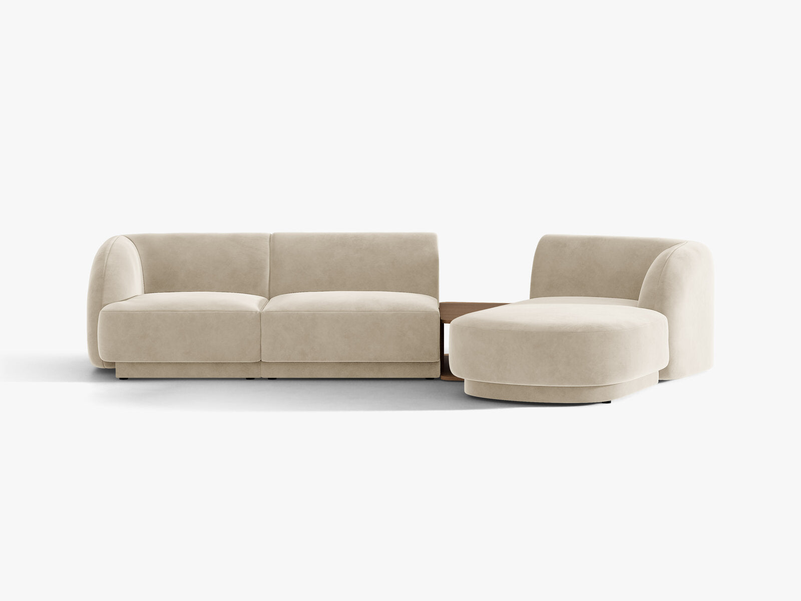 Micadoni Modulares Sofa Miley mit Recamiere 3-Sitzer Rechts Samt Bluvel Dunkelbeige