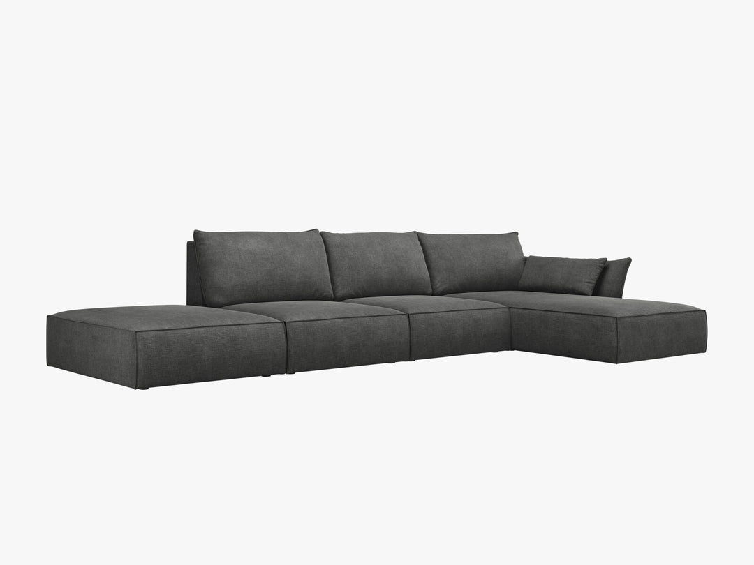 Micadoni Ecksofa Kaelle 5-Sitzer Rechts Chenille Over The Horizon Dunkelgrau