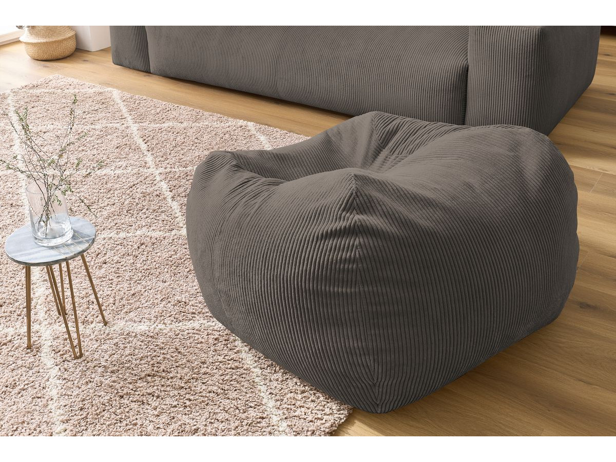 Bobochic Voltaire Sofa 4-Sitzer mit Pouf 280 × 124 cm Cordsamt Taupe