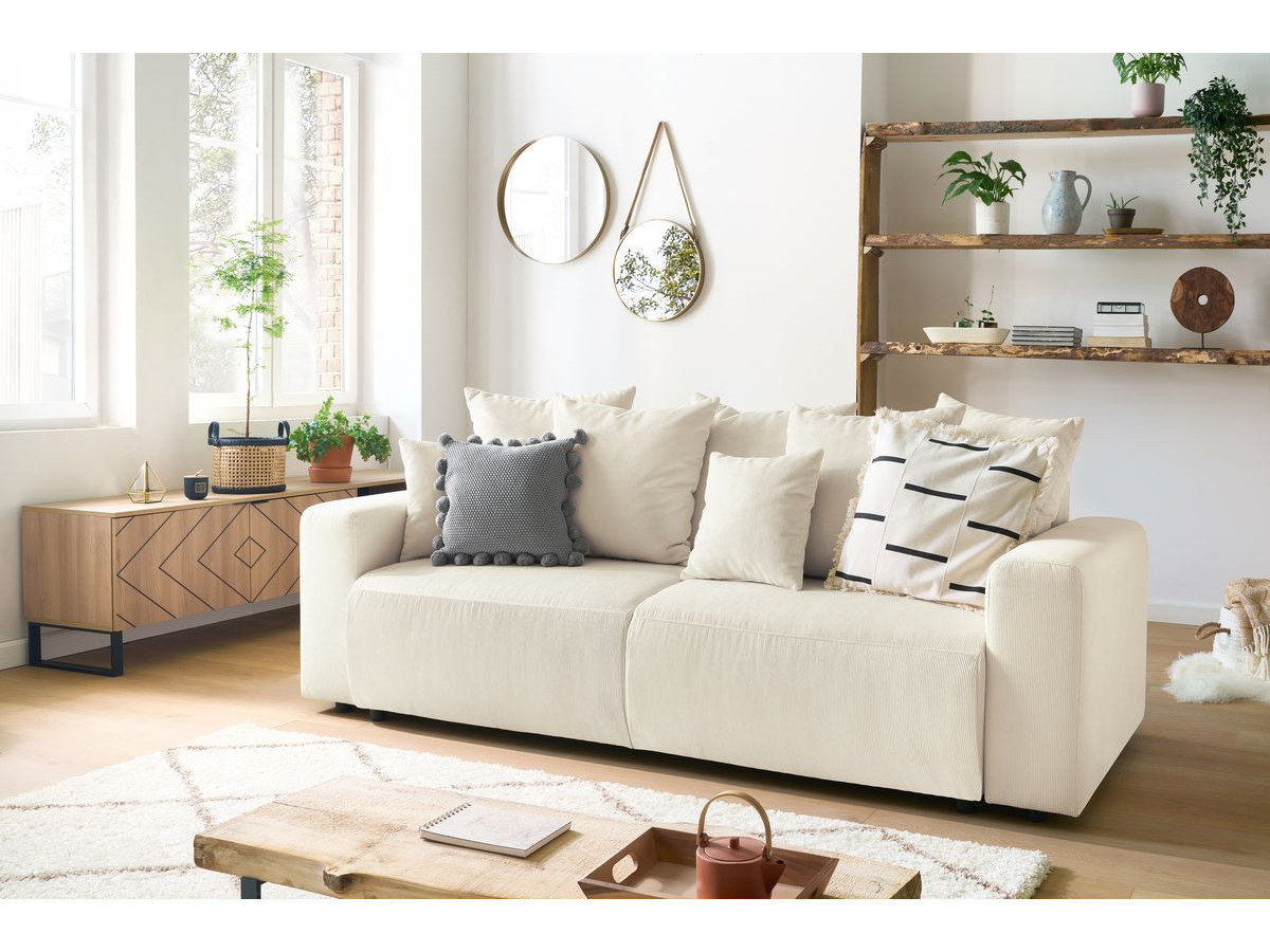 Bobochic Envy Schlafsofa 3-Sitzer mit Bettkasten Cordsamt Beige