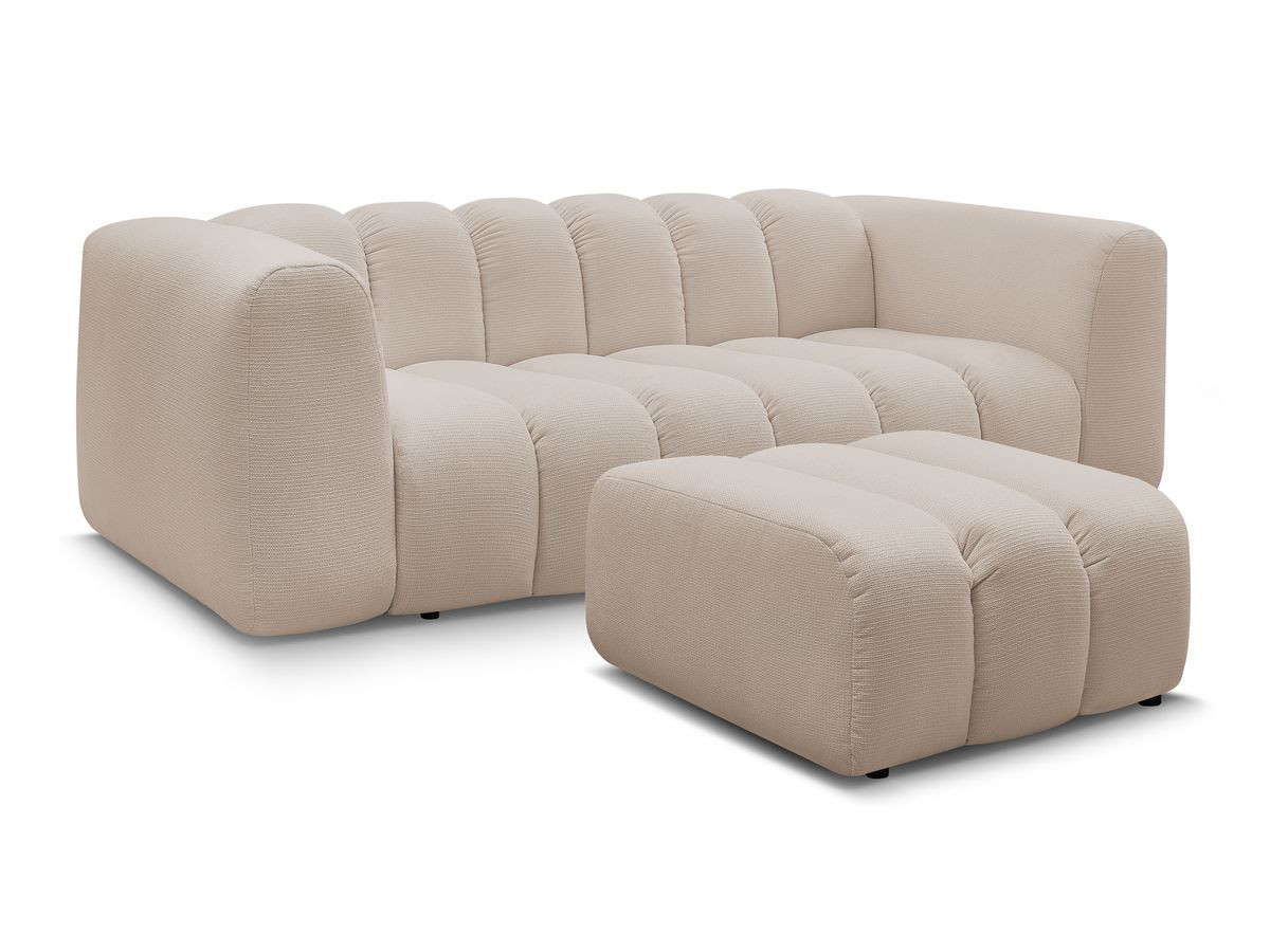 Bobochic Talia Sofa 3-Sitzer mit Pouf Melange-Stoff Beige