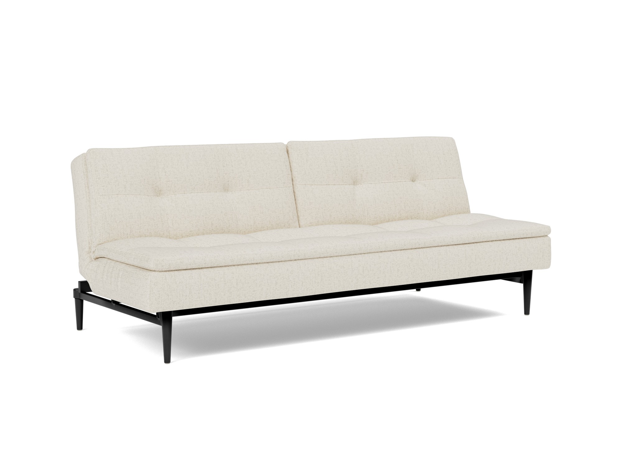 Schlafsofa Dublexo Boucle Skandi 531-Off-White Beine Styletto Eiche schwarz