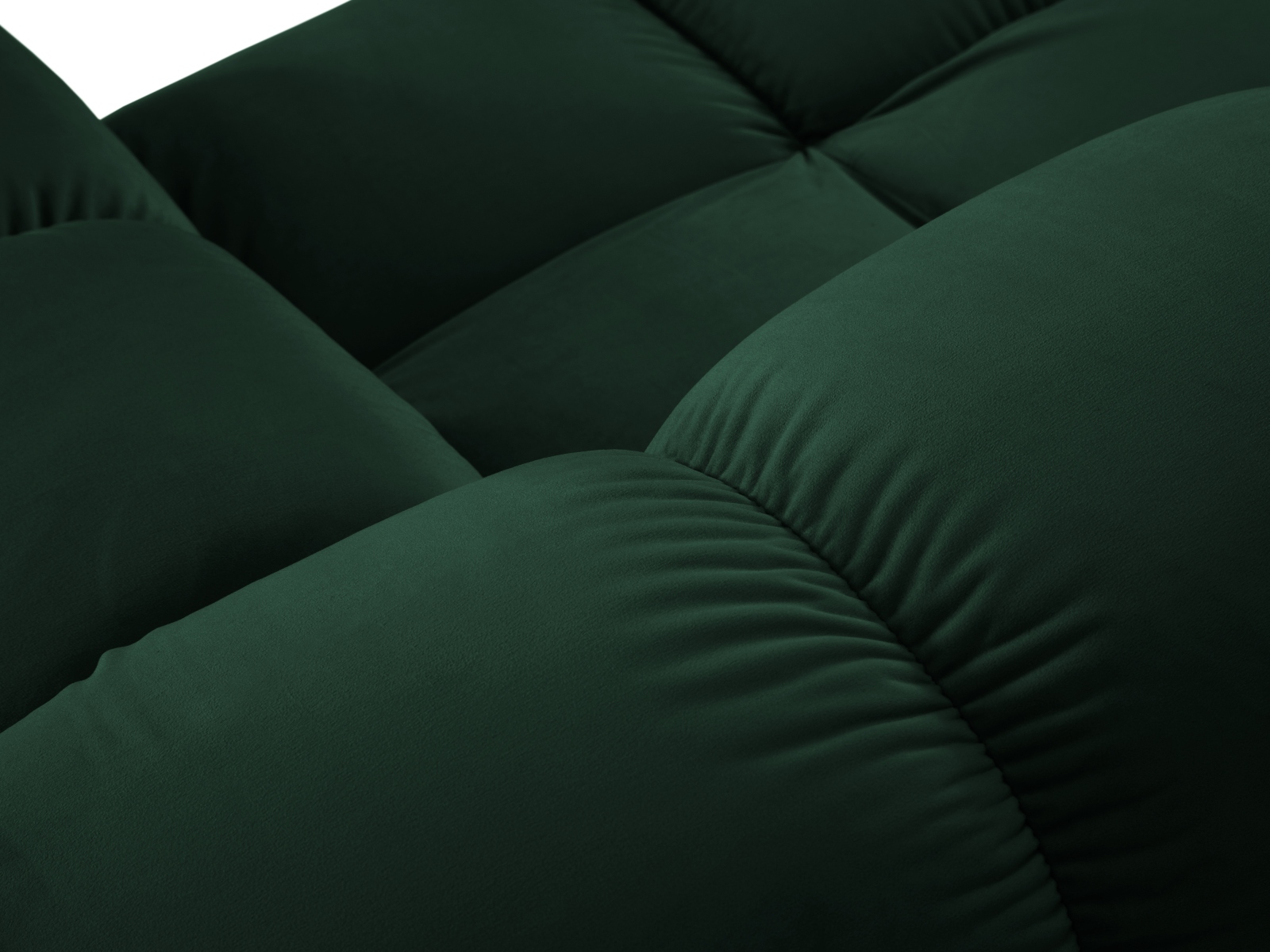 Micadoni Modulares Sofa Bellis 3-Sitzer mit flachem Modul Samt Bluvel Flaschengrün