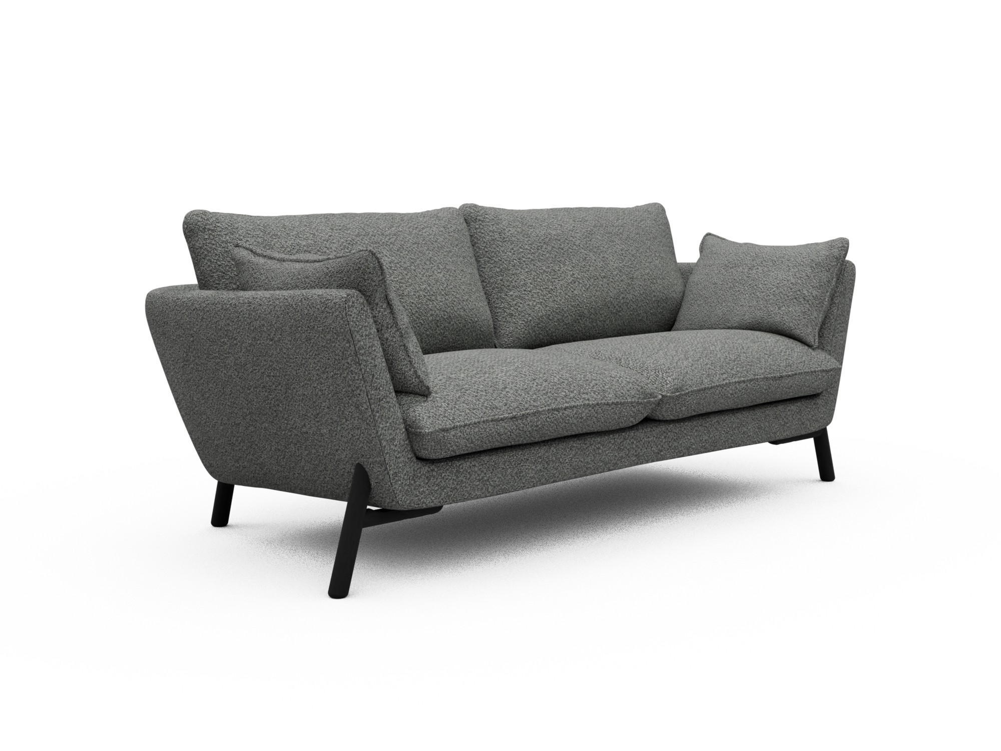 Skandi Home Sofa Emil 2-Sitzer Beinfarbe Eiche Schwarz Vanora-Warm-Grey moebelfaktor