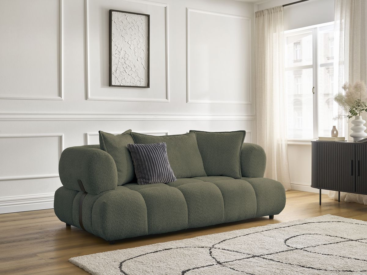 Bobochic Alya Sofa 2-Sitzer Bouclé-Stoff Grün