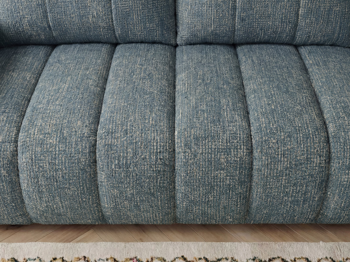 Bobochic Nesty Sofa 3-Sitzer mit Pouf Melange-Stoff Blau