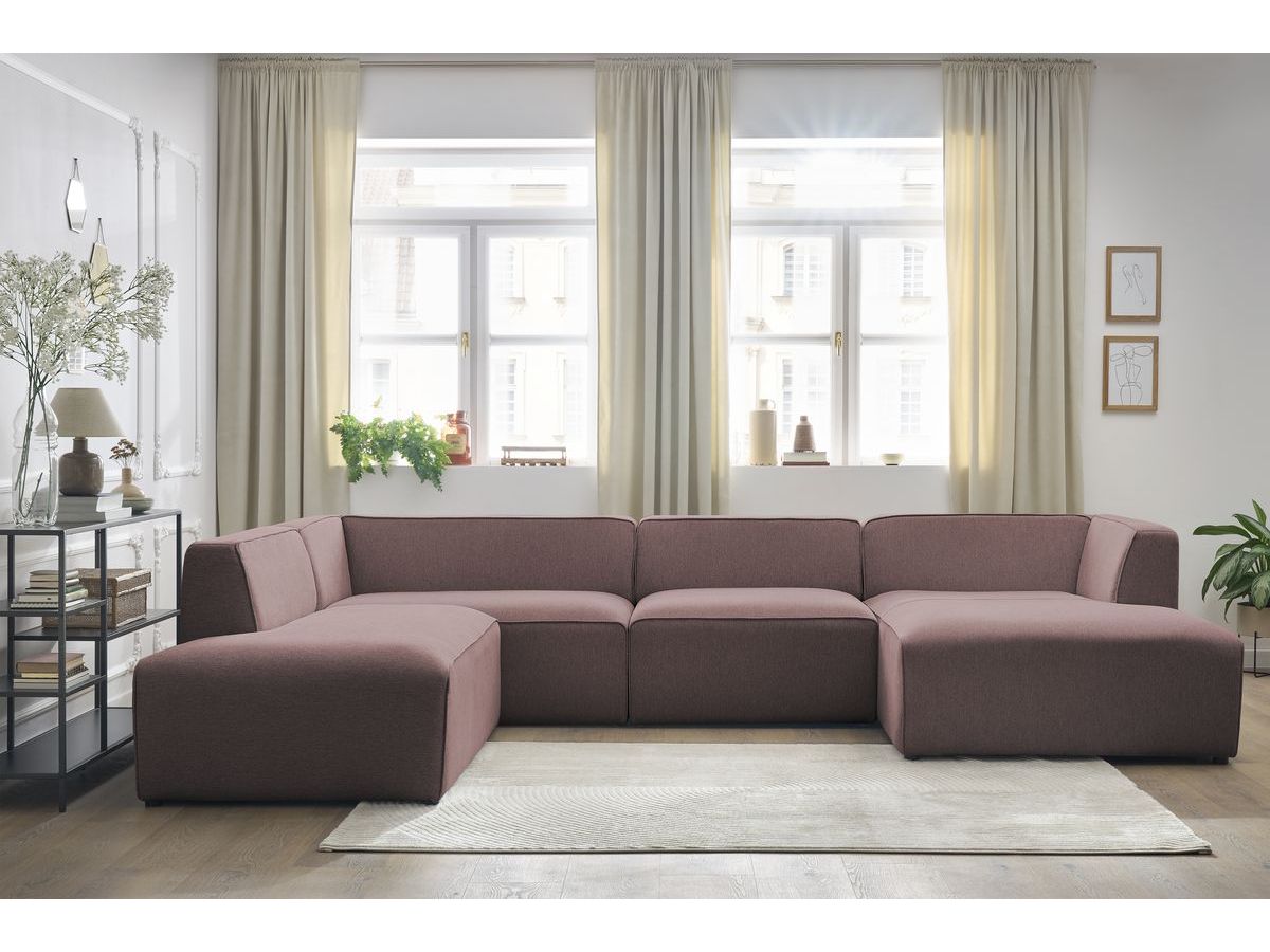 Bobochic Megeve Wohnlandschaft Melange-Stoff Rosa Ecke rechts