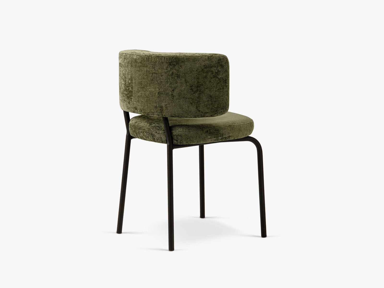 Micadoni Stuhl Dora Chenille Perfect Harmony Grün Metall Schwarz