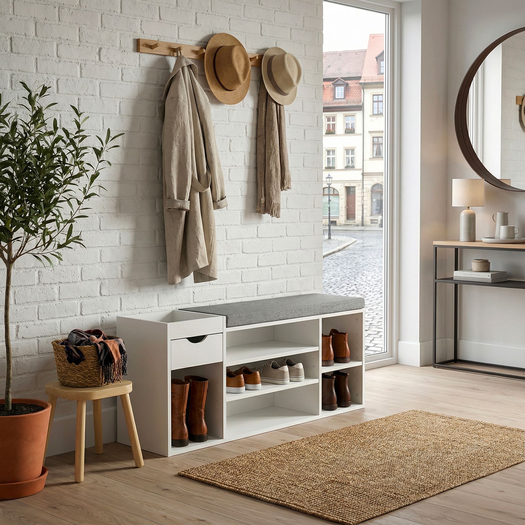 Schuhbank Tvedalen Weiß 100 × 30 × 45 cm