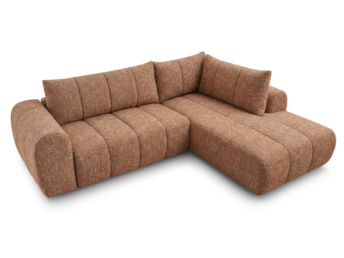 Bobochic Nesty Ecksofa in L-Form, 256 cm Melange-Stoff Orange Ecke rechts