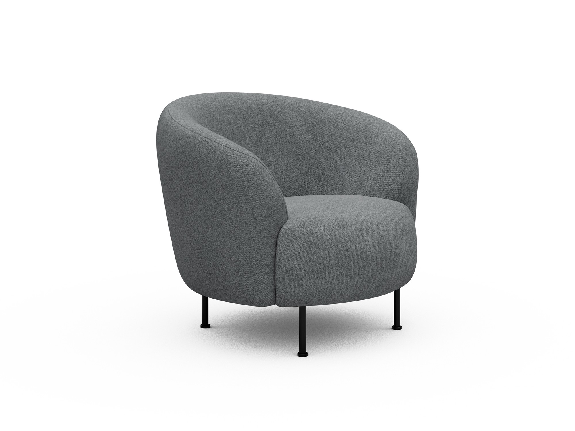 Sessel Ronda Metallbeine Schwarz Strukturierter Stoff Casone 495-Gravel-Grey