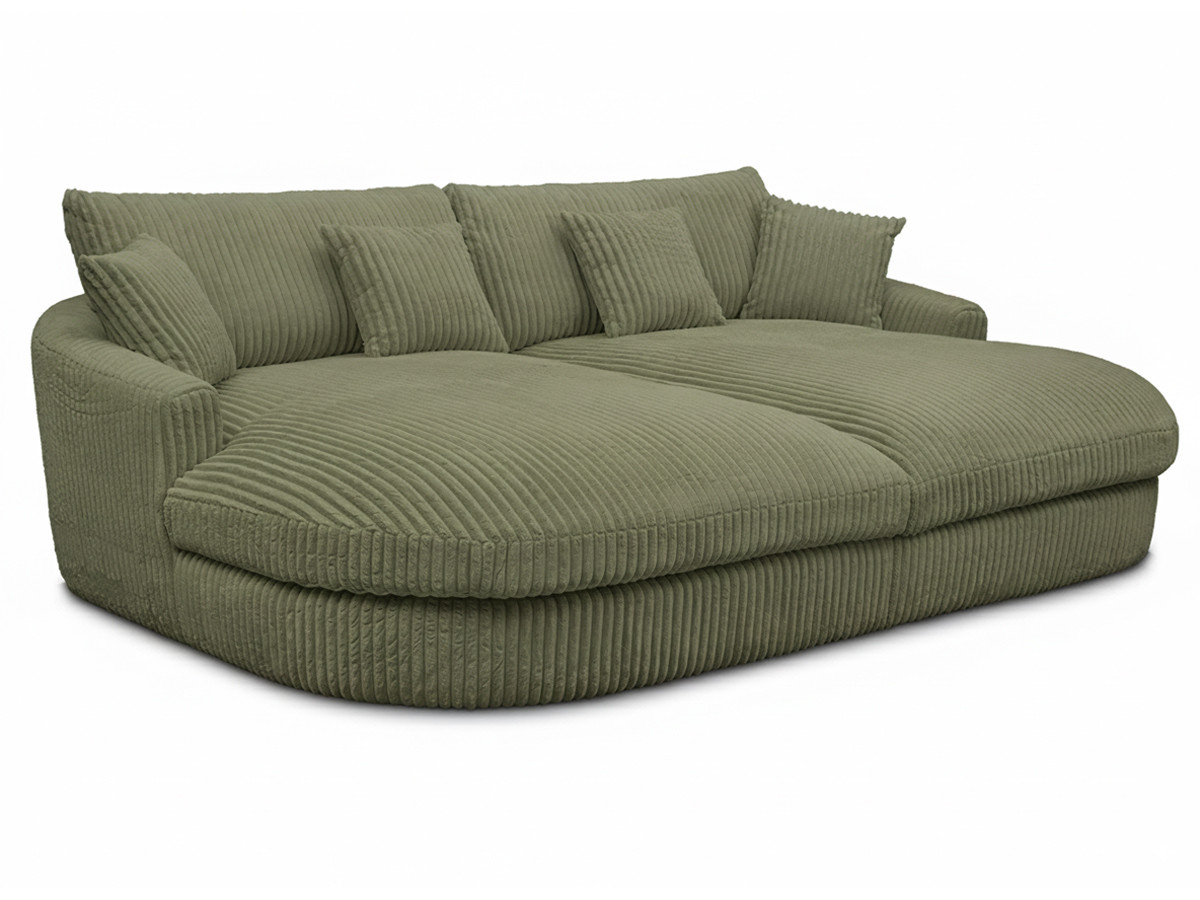 Bobochic Belem Sofa 3-Sitzer Breitcord weich Grün