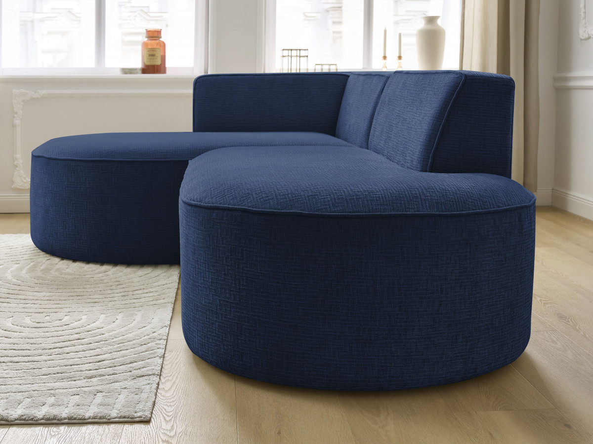Bobochic Rousseau Ecksofa Strukturstoff Dunkelblau Ecke links