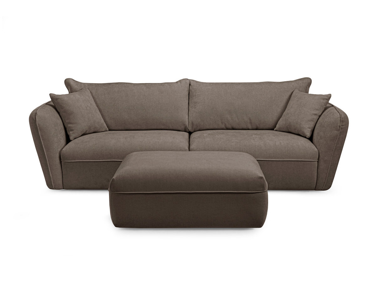 Bobochic Luigi Sofa 3-Sitzer mit Pouf Strukturstoff Taupe