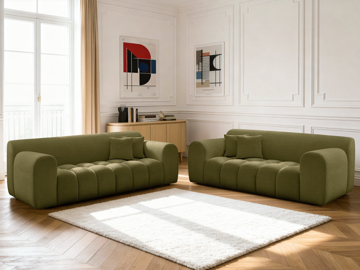 Bobochic Melisse Sofa 5-Sitzer Strukturstoff Grün