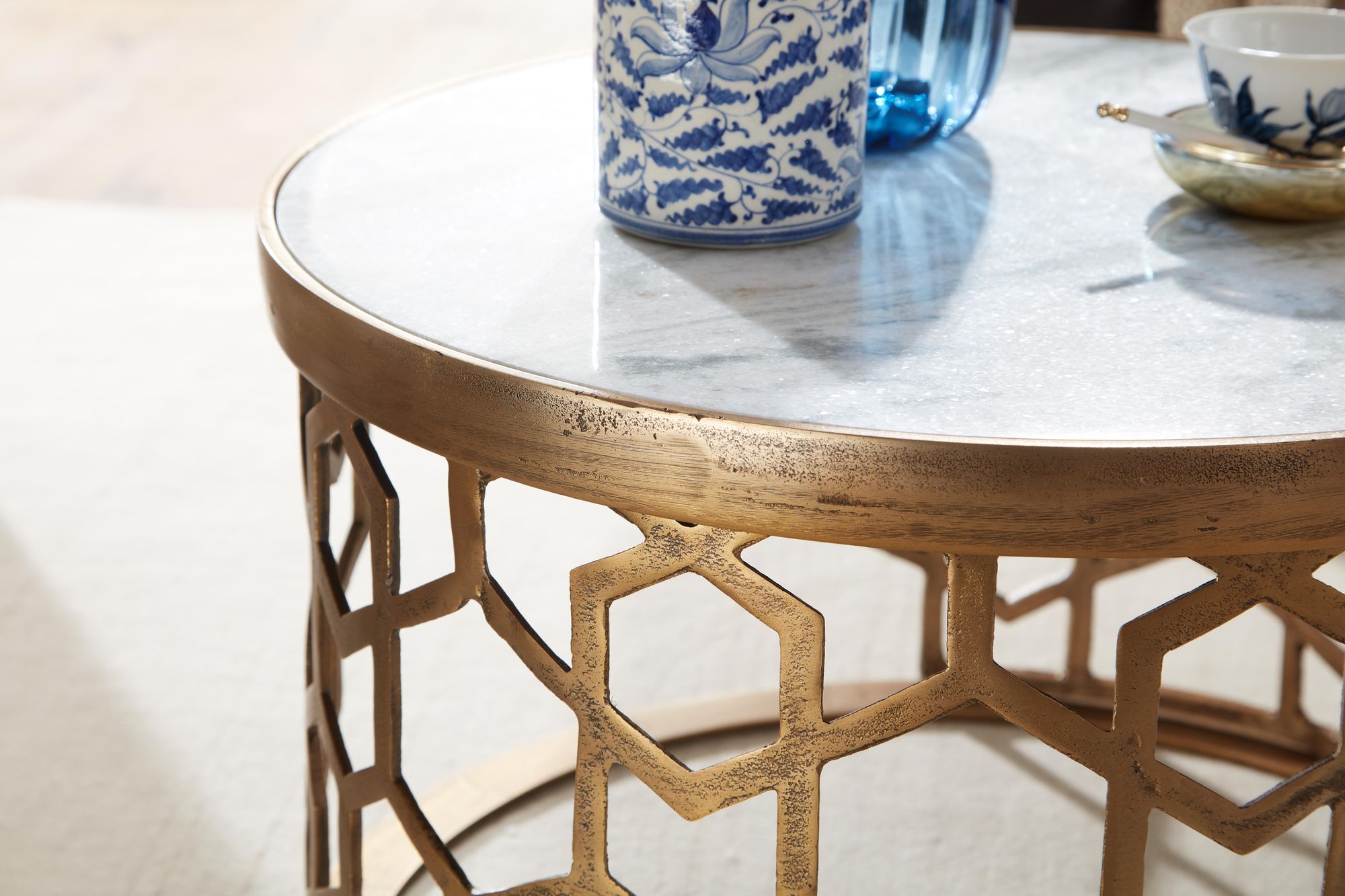 Couchtisch Tjeldsund Marmor Weiß Ø 60 × H 36 cm