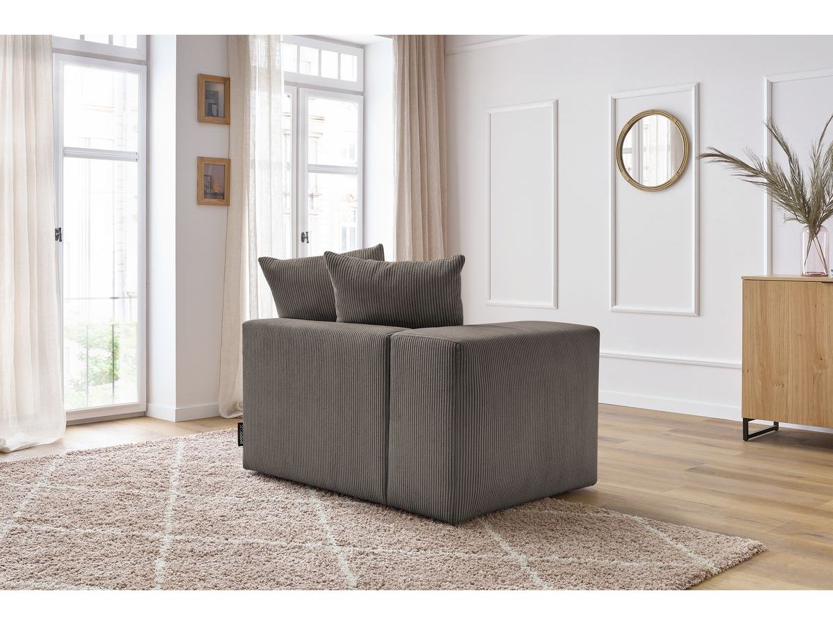 Bobochic Voltaire Sofamodul 1-Sitzer 130 × 100 cm Cordsamt Taupe Ecke links