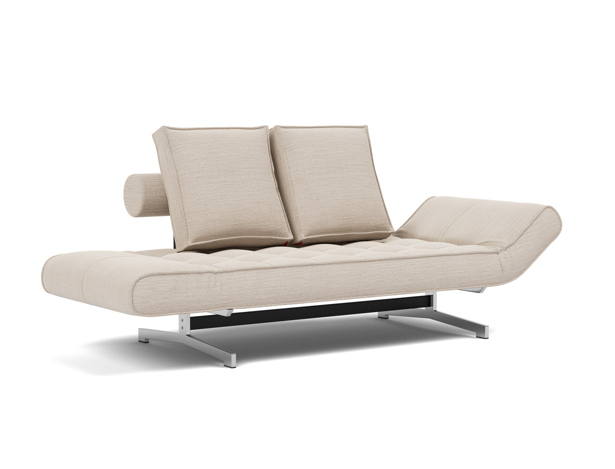 Tagesbett Ghia Webstoff Blida 612-Sand-Grey Beine Chrom
